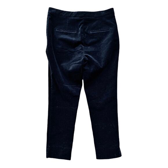 ANN TAYLOR Velvet Pants Straight Leg Black High Rise Pockets Cotton 8 EUC - Picture 2 of 11